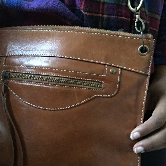 NikNok Real Leather Beige/Tan Shoulder Strap Satchel Handbag Laptop Bag - Picture 5 of 6